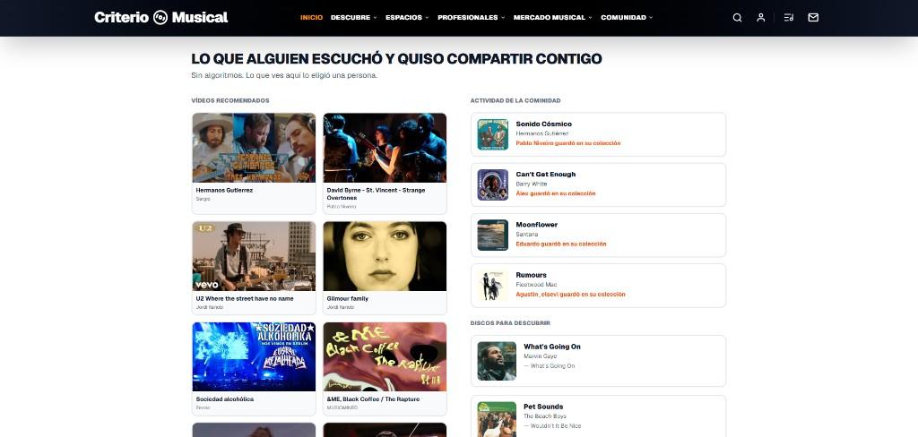Captura de comunidad en Criterio Musical