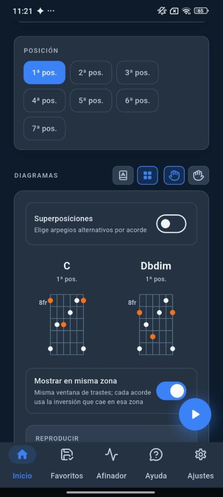 Diagramas con inversiones y audio de progresión