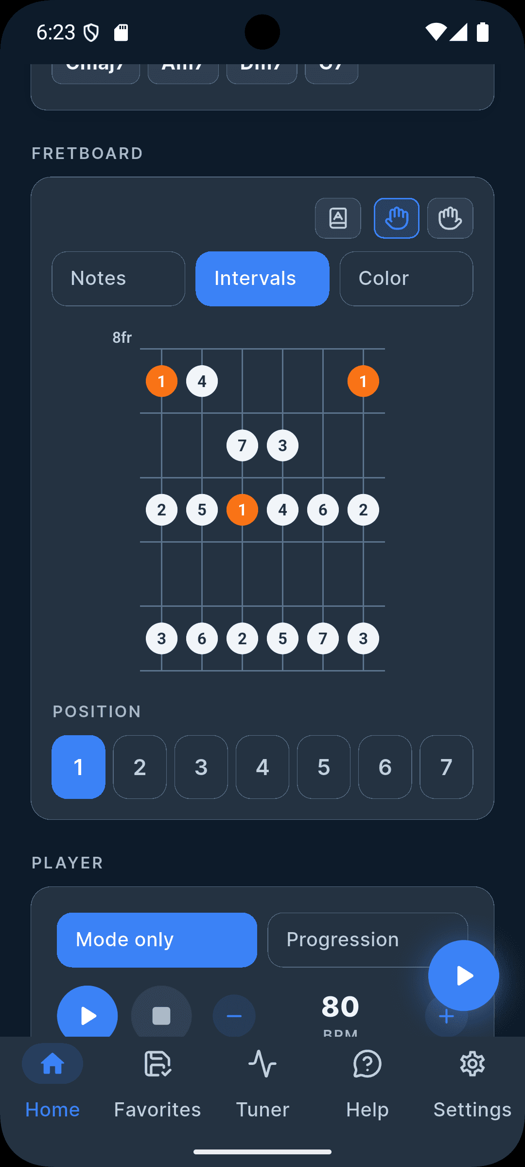 Player with practice backing track