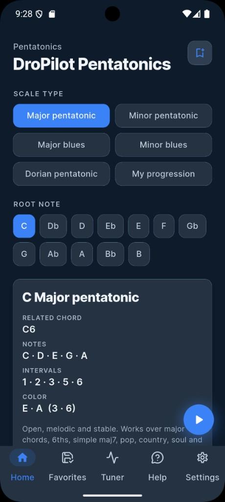 Choose pentatonic scale and root note
