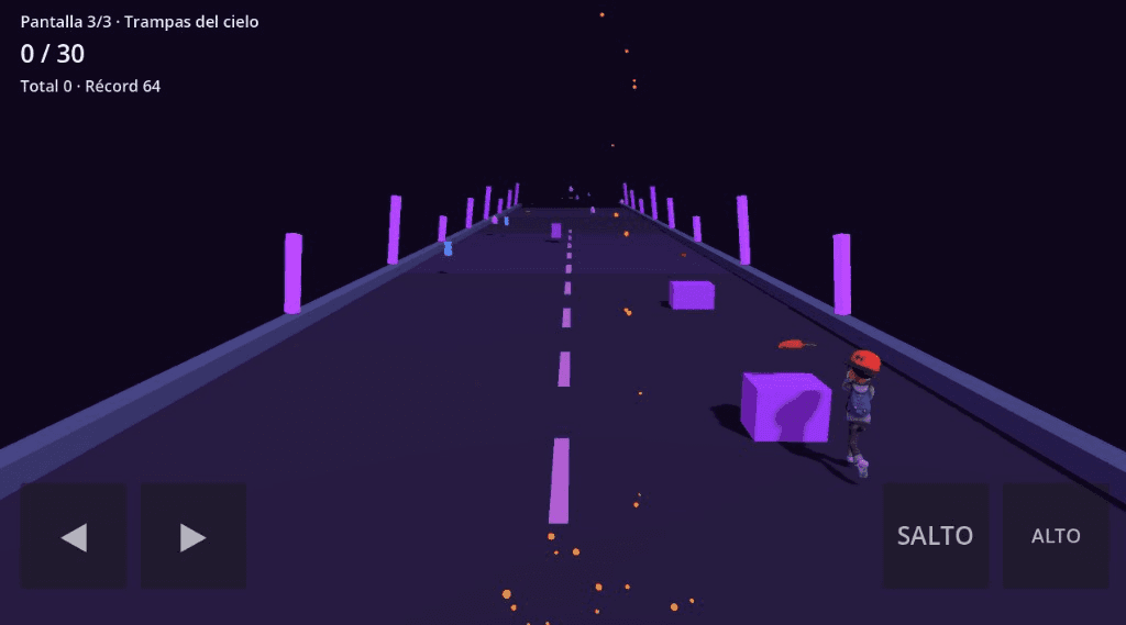 Pantalla Trampas del cielo en Godot