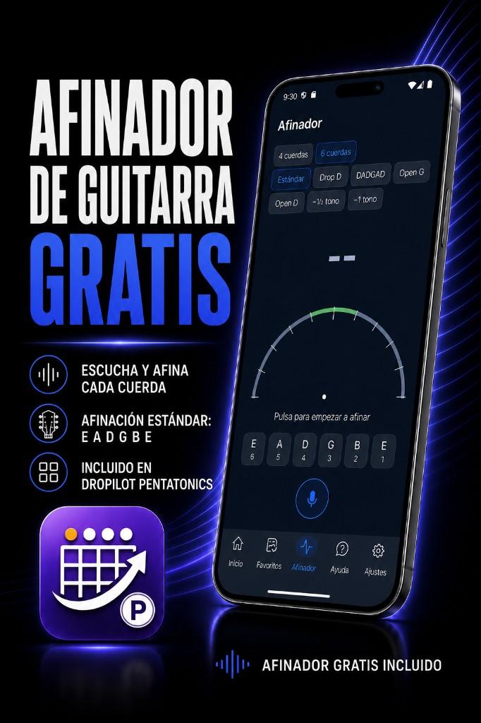 DroPilot Pentatónicas: afinador de guitarra gratis incluido